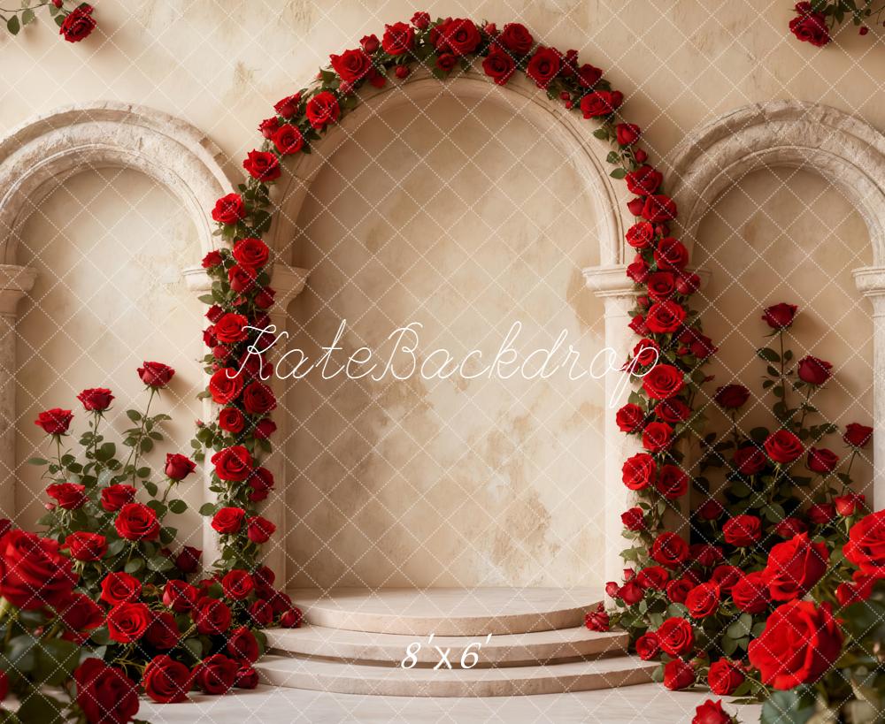 Kate Saint Valentin Arche Roses Rouge Toile de fond en Laine conçue par Emetselch