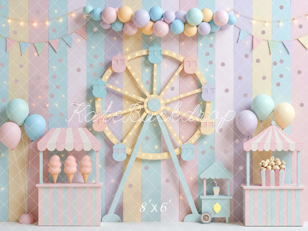 Kate Fête Foraine Grande Roue Stand Pastel Toile de fond conçue par Mini MakeBelieve - Kate Backdrop FR