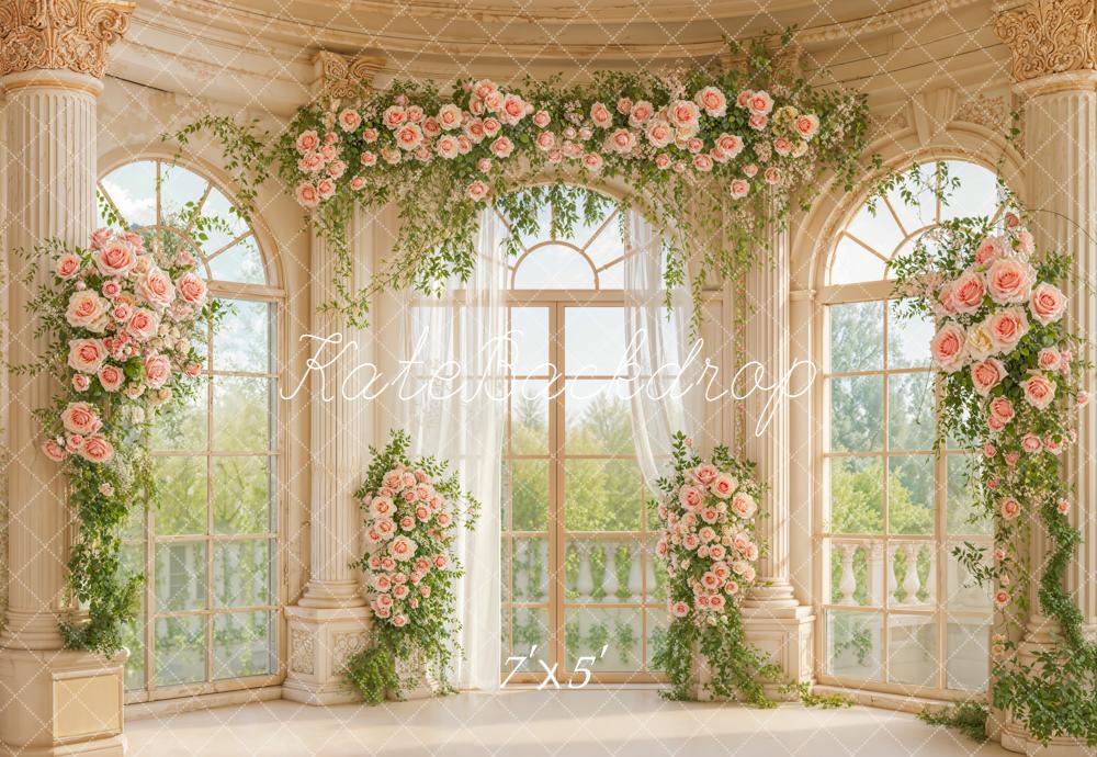 Kate Mariage Arche Fleurs Colonnes Toile de fond conçue par Emetselch - Kate Backdrop FR