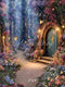 Kate Forêt Magique Maison Fleurs Lumières Toile de fond en Laine conçue par Emetselch
