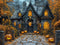 Kate Halloween Maison Citrouilles Toile de fond en Laine conçue par Emetselch - Kate Backdrop FR