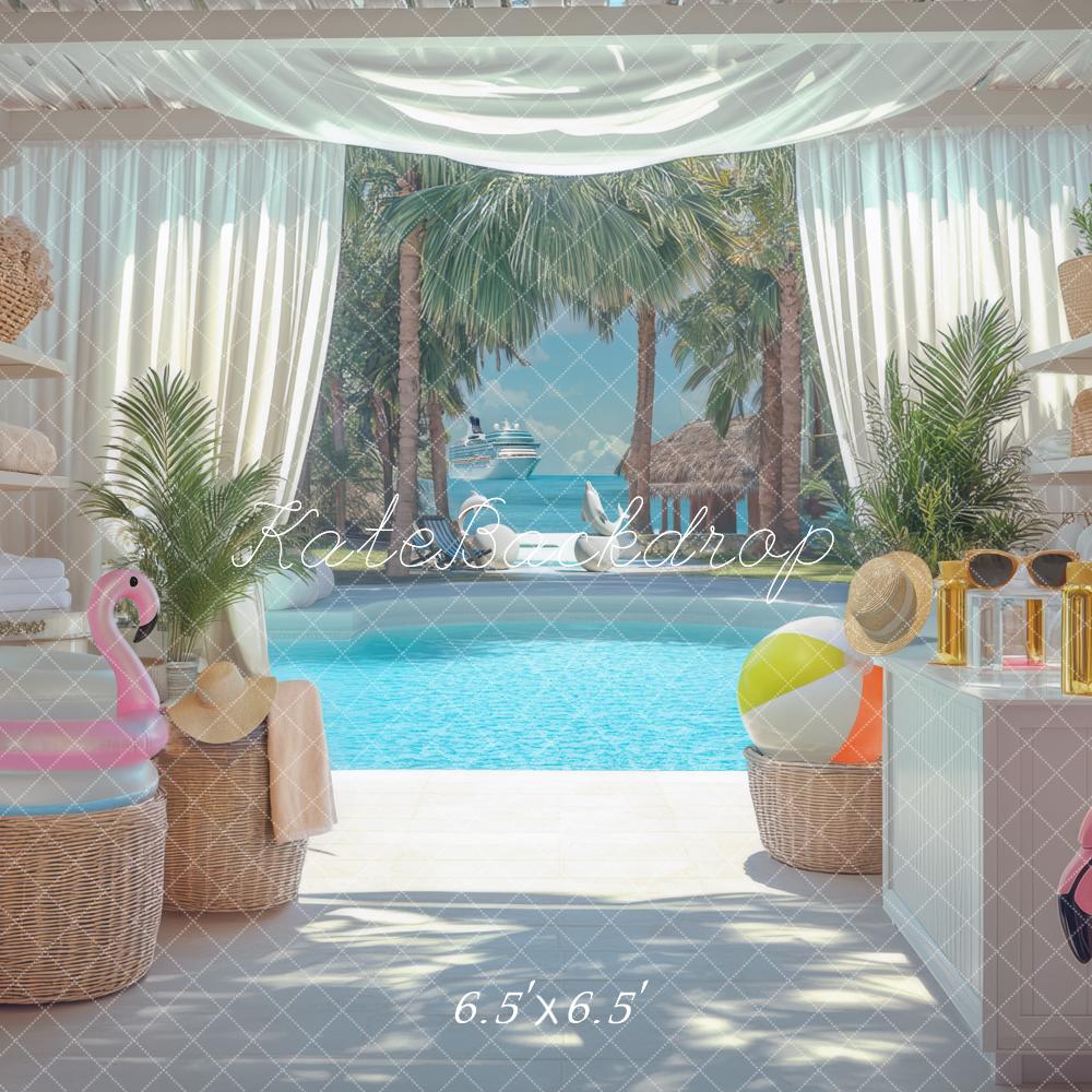 Kate Été Piscine Palmiers Accessoires Toile de fond conçue par Mini MakeBelieve - Kate Backdrop FR