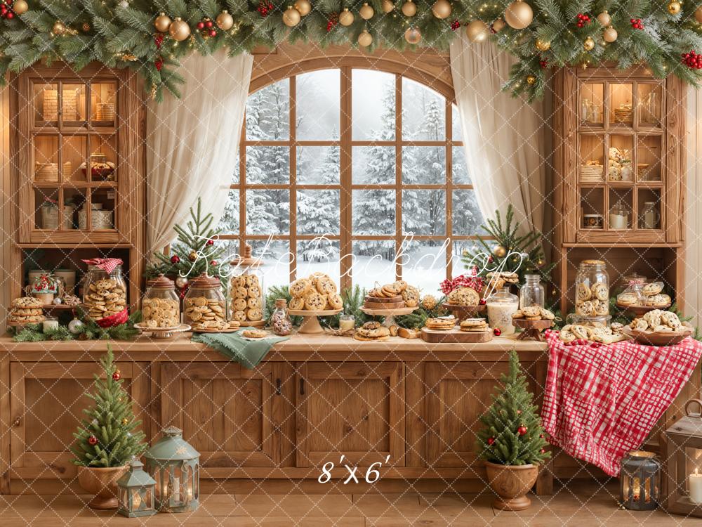 Kate Noël Cuisine Biscuits Bois Fenêtre Toile de fond conçue par Emetselch - Kate Backdrop FR