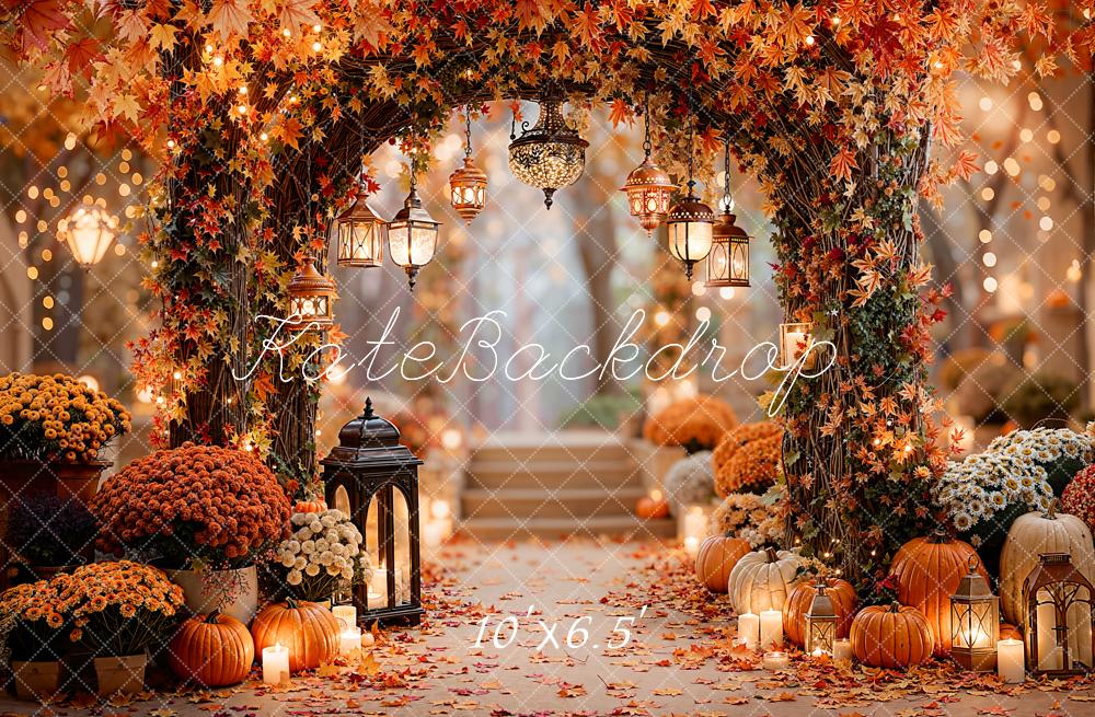 Kate Automne Arche Citrouilles Lumières Toile de fond en Laine conçue par Emetselch