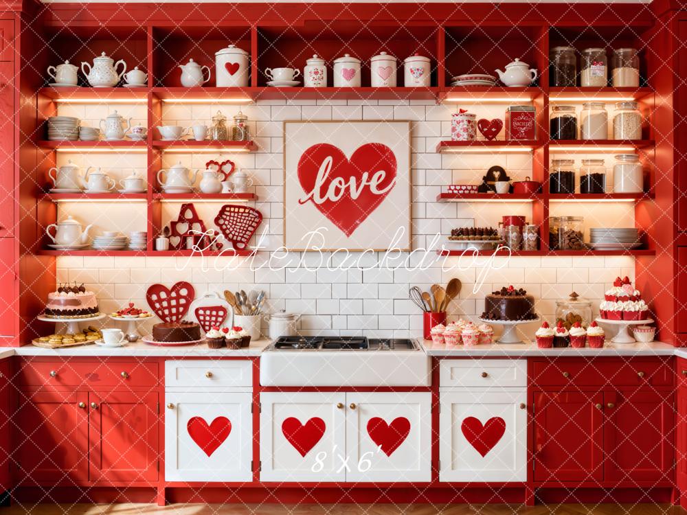 Kate Saint Valentin Cuisine Cœurs Toile de fond en Laine conçue par Emetselch