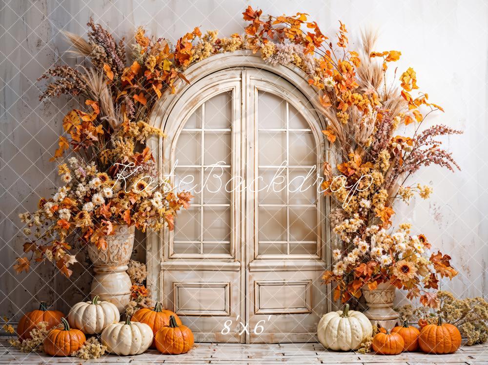 Kate Automne Arche Fleurs Citrouilles Toile de fond conçue par Emetselch