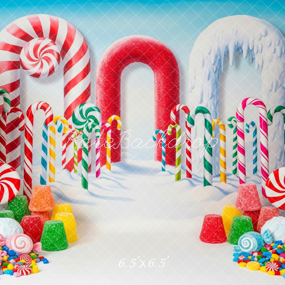 Kate Bonbon Canne Sucre Neige Coloré Toile de fond conçue par Patty Roberts