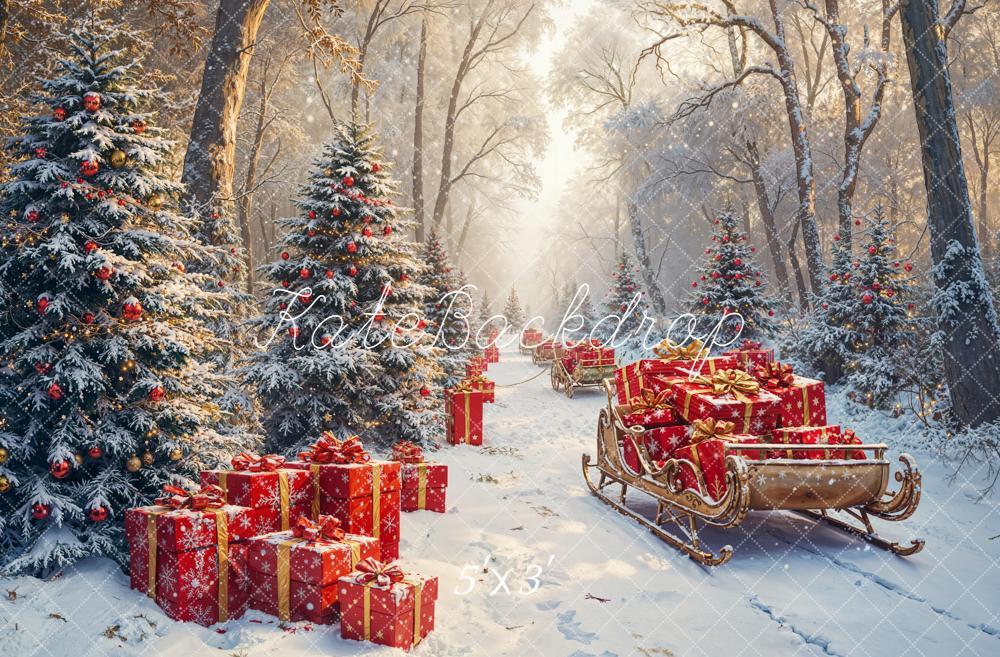 Kate Noël Sapins Cadeaux Traîneau Toile de fond conçue par Emetselch