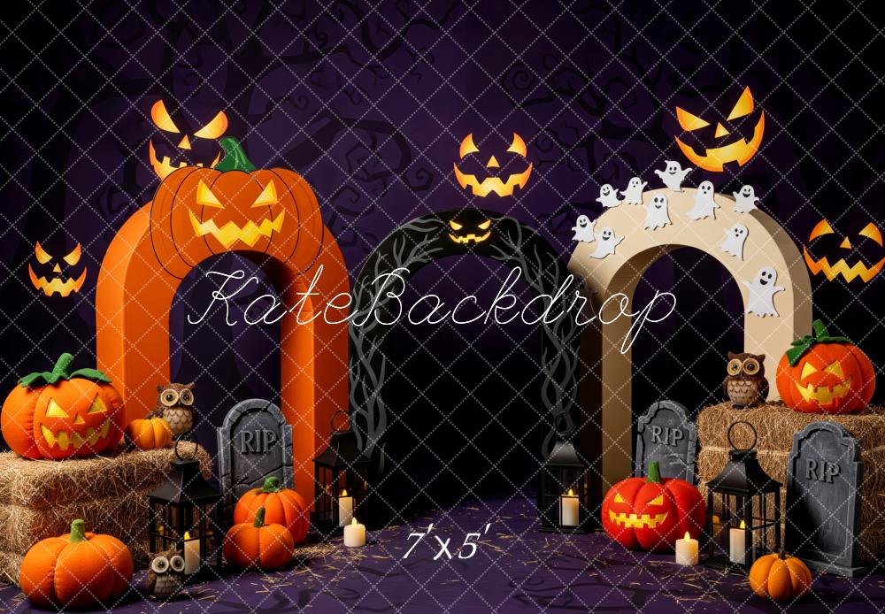 Kate Halloween Citrouille Arches Fantômes Toile de fond conçue par Patty Roberts