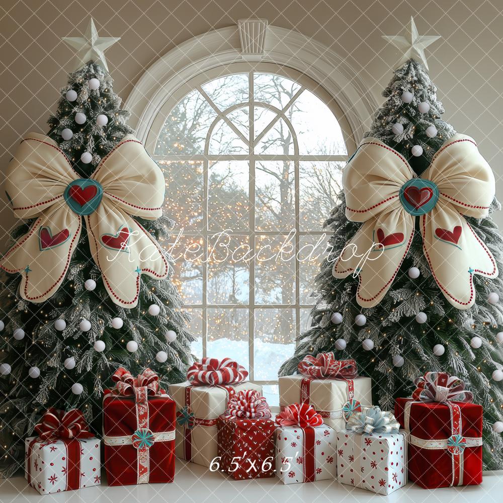 Kate Noël Sapins Fenêtre Cadeaux Toile de fond conçue par Mini MakeBelieve - Kate Backdrop FR
