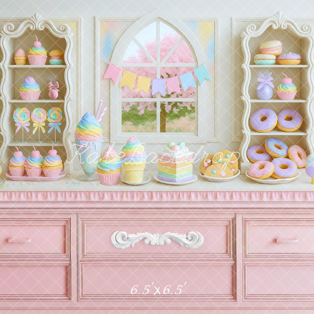 Kate Pâtisserie Gâteaux Donuts Pastel Toile de fond conçue par Mini MakeBelieve - Kate Backdrop FR