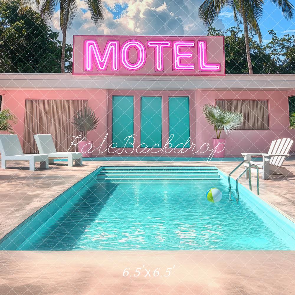 Kate Motel Piscine Rose Rétro Toile de fond conçue par Mini MakeBelieve - Kate Backdrop FR