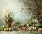 Kate Pâques Lapins Œufs Branches Toile de fond en Laine conçue par Emetselch