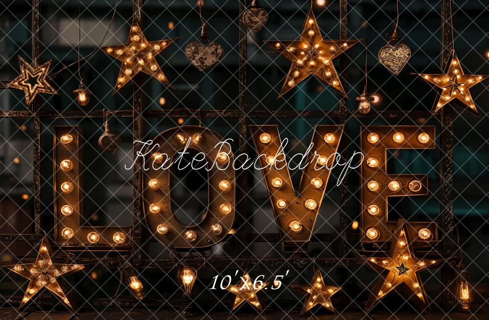 Kate Saint Valentin LOVE Lumière Étoiles Toile de fond en Laine conçue par Emetselch