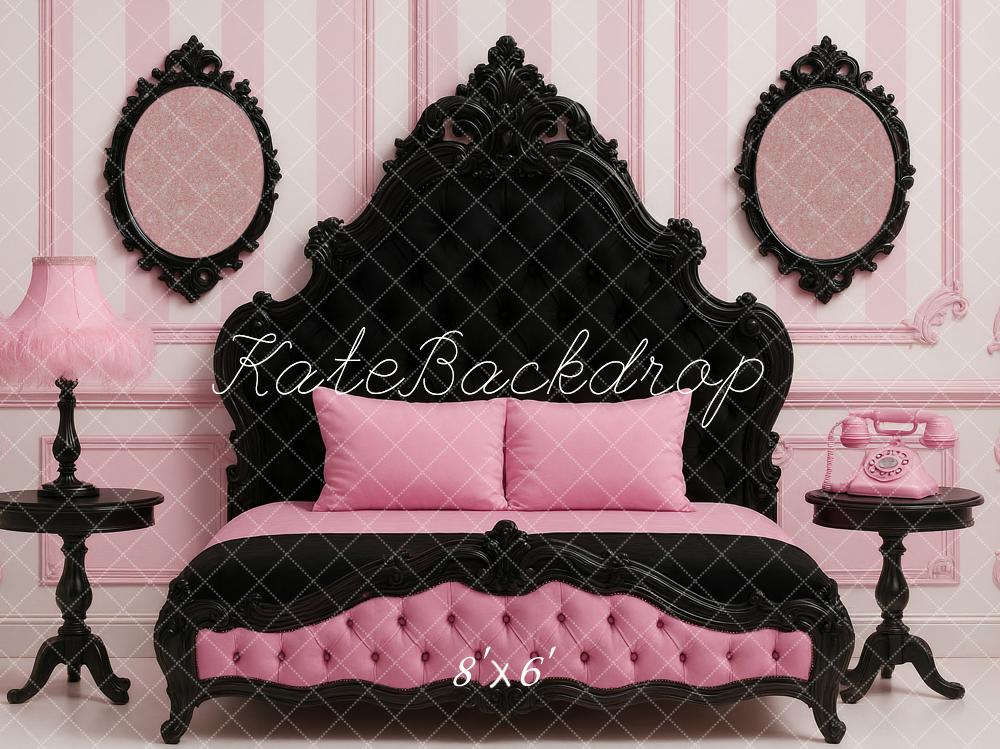 Kate Chambre Vintage Tête de lit Rose Noir Toile de fond conçue par Ashley Paul