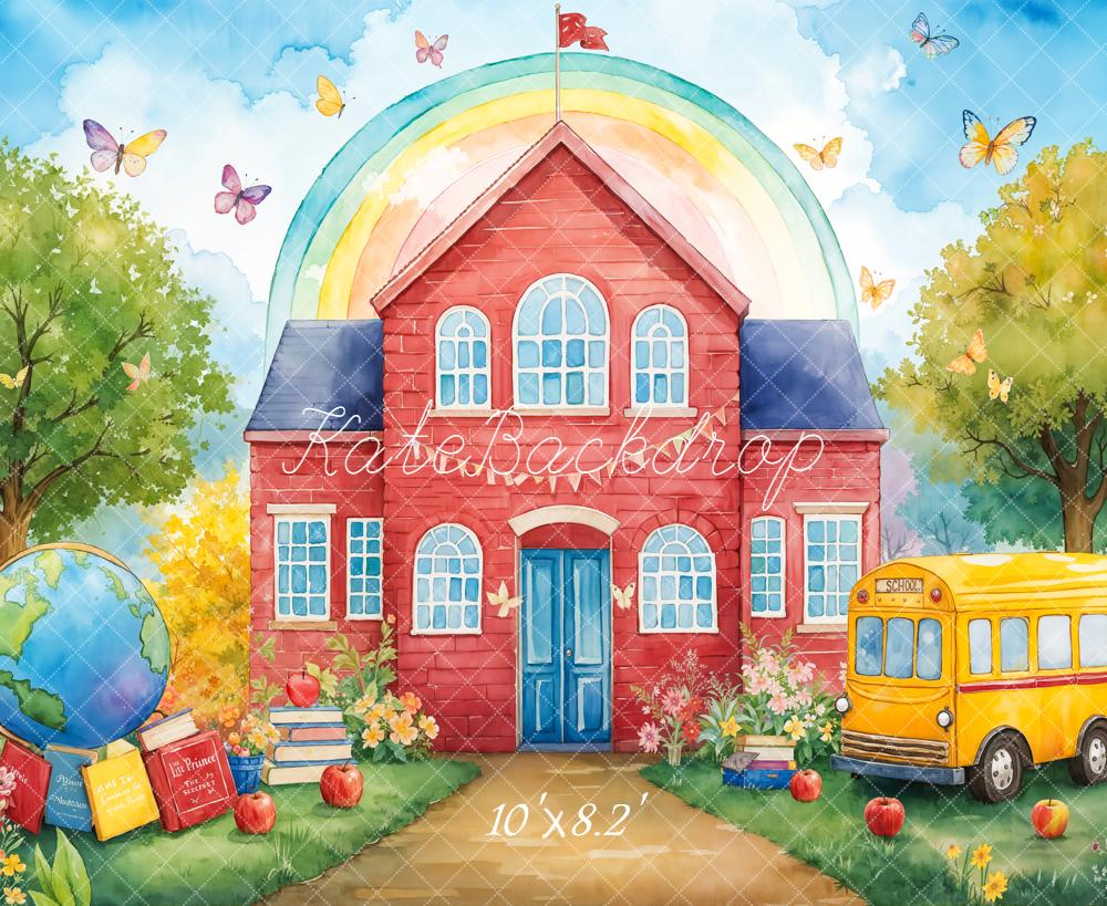 Kate Scolaire École Arc-en-ciel Papillons Toile de fond conçue par Emetselch - Kate Backdrop FR
