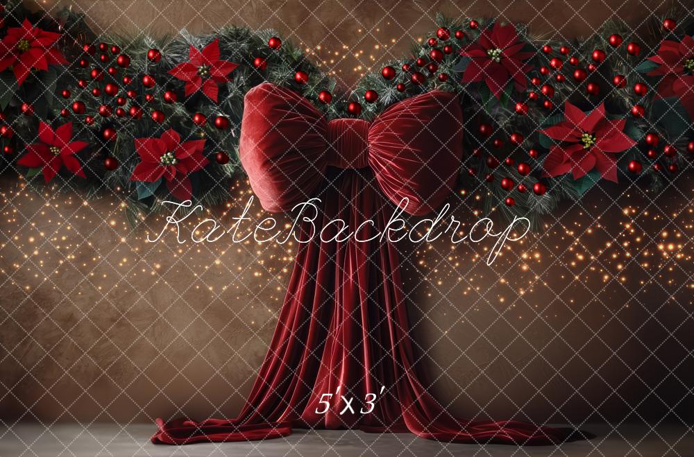 Kate Noël Nœud Rouge Fleurs Décors Toile de fond conçue par Mini MakeBelieve - Kate Backdrop FR