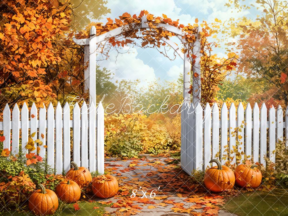 Kate Automne Arche Clôture Citrouilles Toile de fond conçue par Emetselch