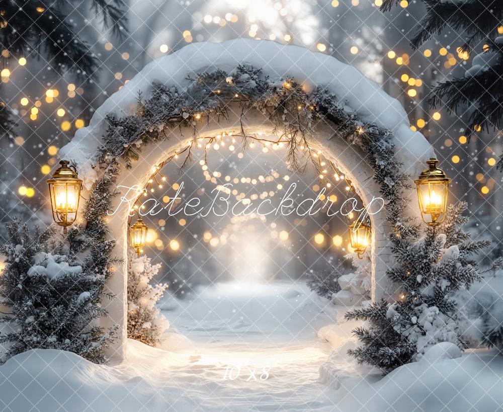 Kate Hiver Arche Neige Lumières Toile de fond en Laine conçue par Emetselch - Kate Backdrop FR