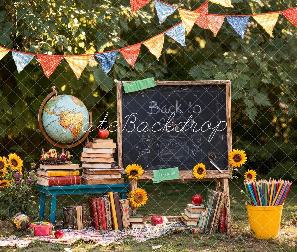 Kate Scolaire Tableau Noir Livres Toile de fond en Laine conçue par Emetselch - Kate Backdrop FR