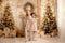 Kate Sapin de Noël Cheminée Doré Cadeaux Toile de fond conçue par Emetselch