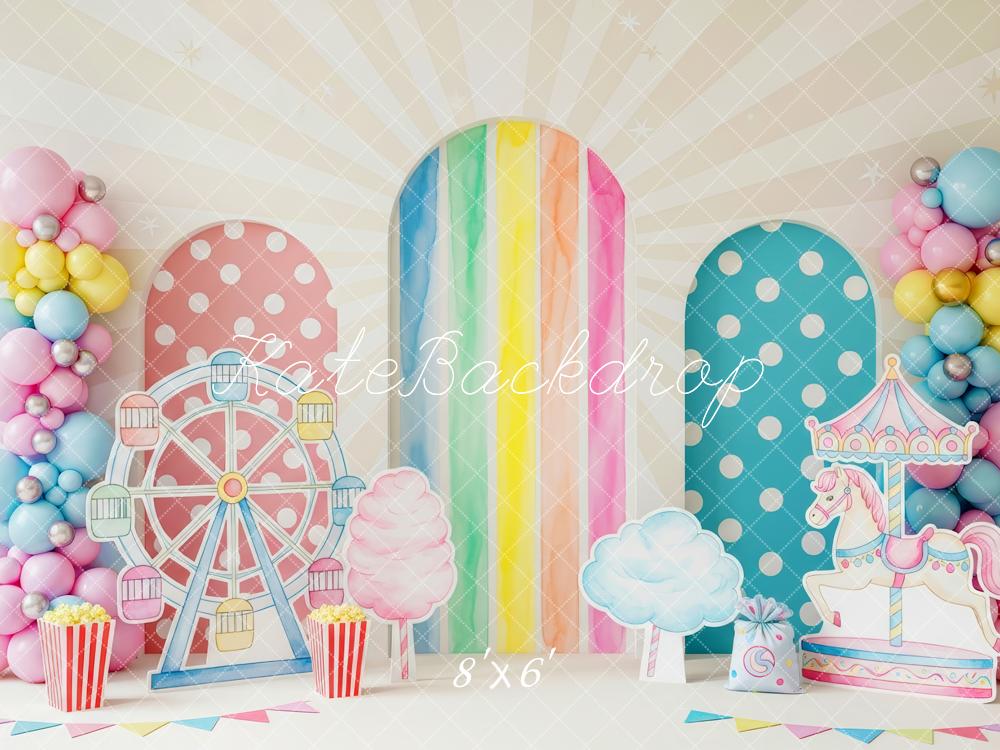 Kate Anniversaire Cirque Grande Roue Manège Toile de fond conçue par Patty Roberts