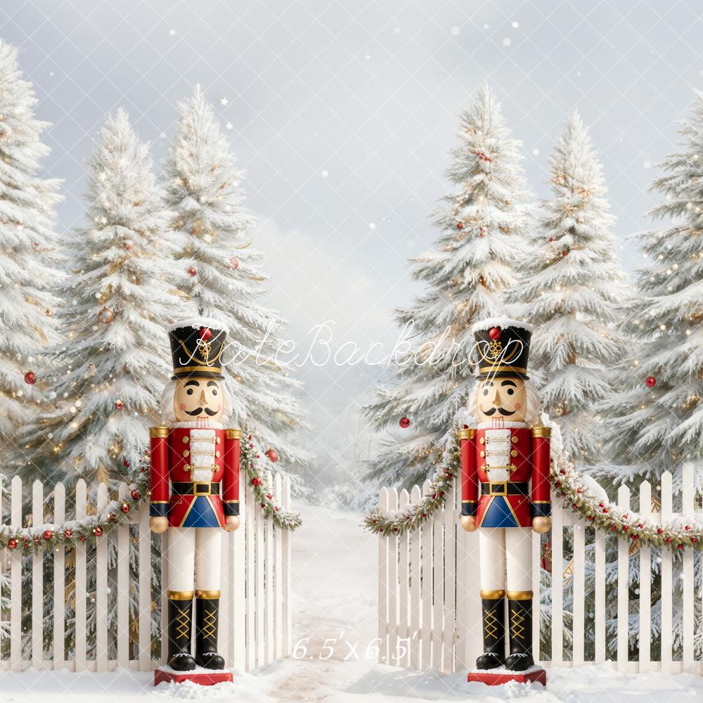 Kate Noël Soldats Casse-Noisette Sapins Neige Toile de fond conçue par Emetselch