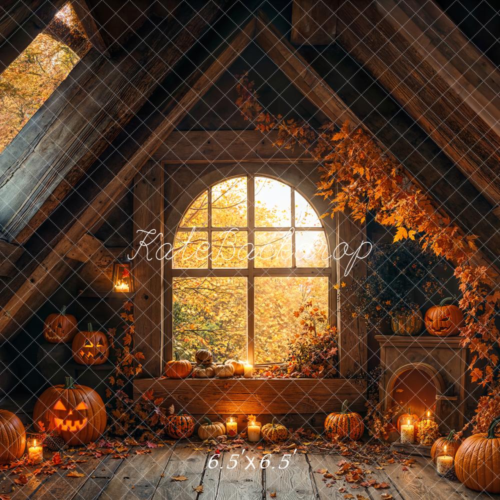 Kate Halloween Grenier Citrouilles Bougies Toile de fond conçue par Emetselch