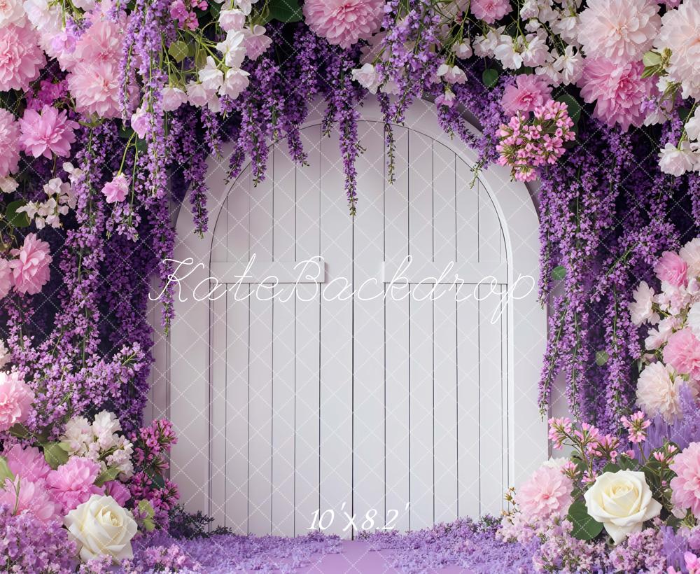 Kate Arche Florale Fleurs Roses Violet Toile de fond conçue par Mini MakeBelieve