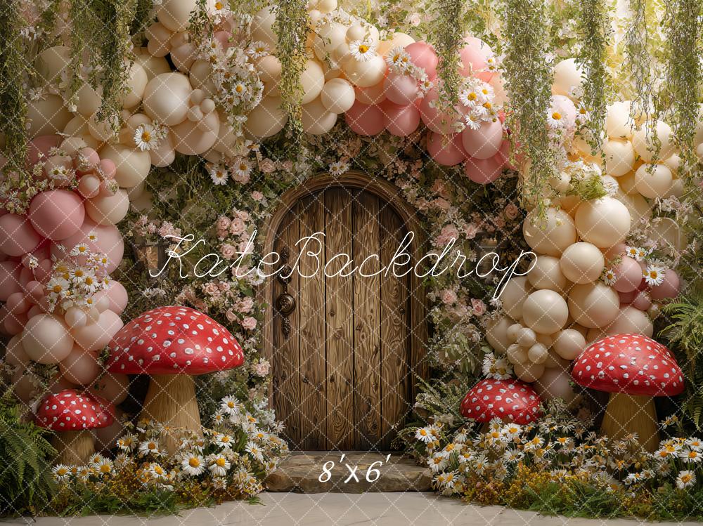 Kate Fée Champignons Porte Fleurs Ballons Toile de fond conçue par Ashley Paul - Kate Backdrop FR