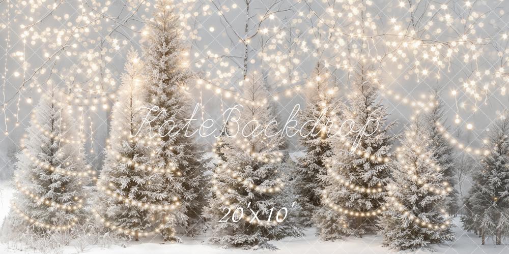 Kate Hiver Sapins Guirlandes Lumineuses Toile de fond conçue par Emetselch - Kate Backdrop FR