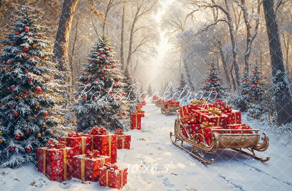 Kate Noël Forêt Cadeaux Traîneau Toile de fond en Laine conçue par Emetselch