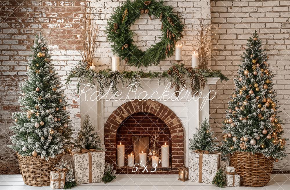 Kate Noël Mur de briques Cheminée Cadeaux Toile de fond conçue par Emetselch - Kate Backdrop FR