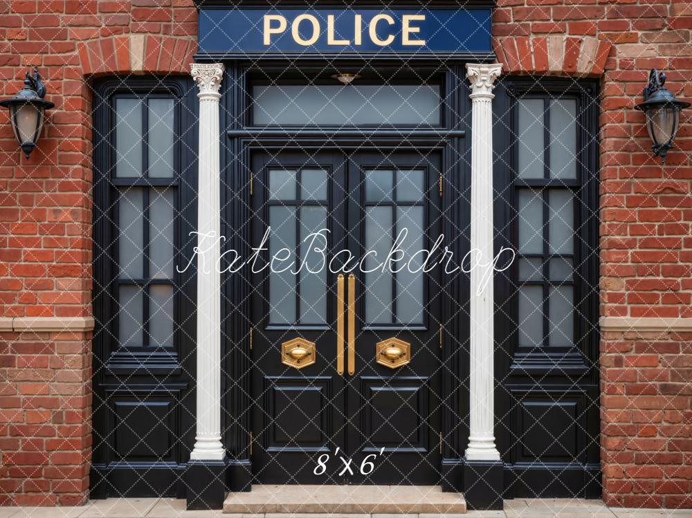 Kate Commissariat Police Façade Briques Toile de fond en Laine conçue par Emetselch