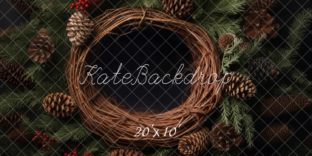 Kate Nouveau-né Noël Couronne Pommes de Pin Toile de fond conçue par Emetselch