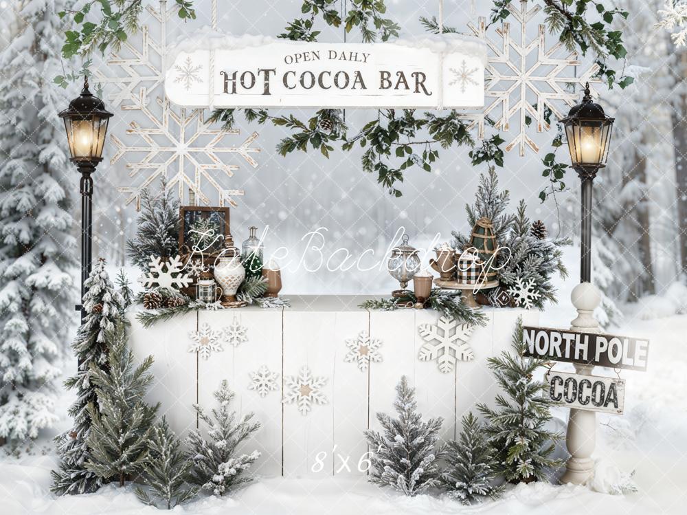 Kate Hiver Bar Cacao Forêt Neige Toile de fond en Laine conçue par Emetselch