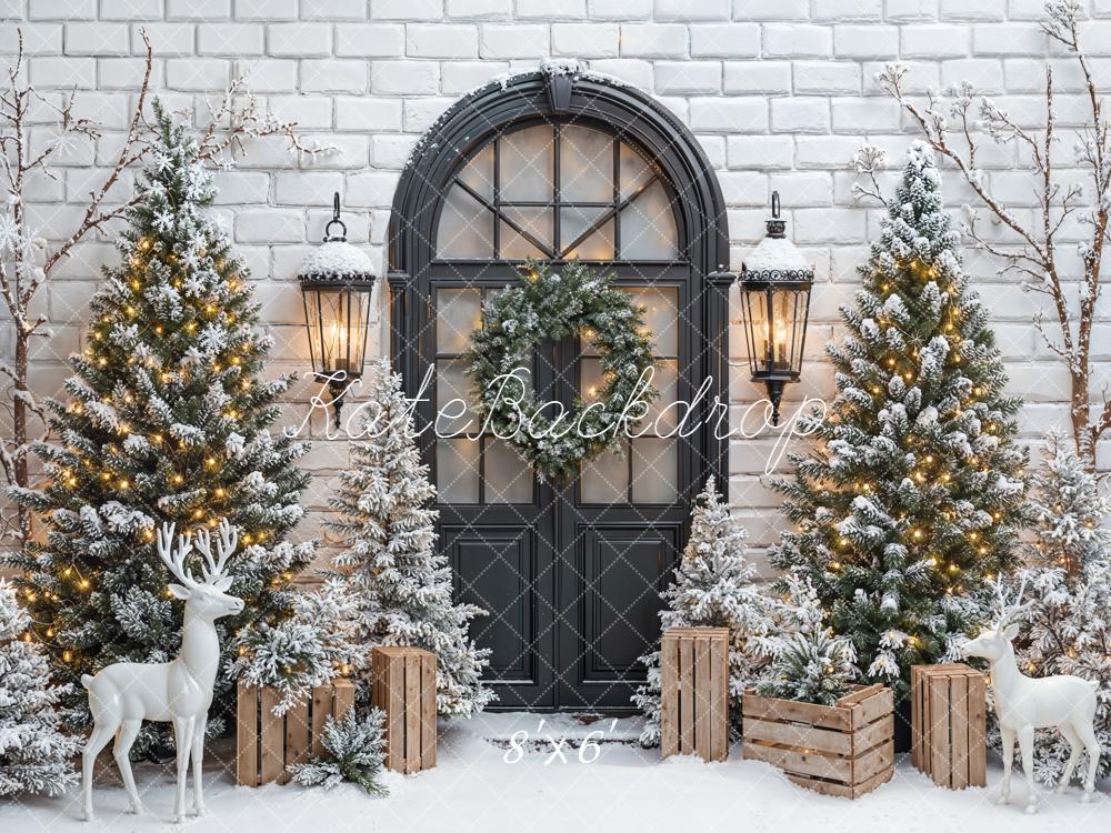 Kate Noël Sapins Porte Cerf Neige Toile de fond conçue par Emetselch