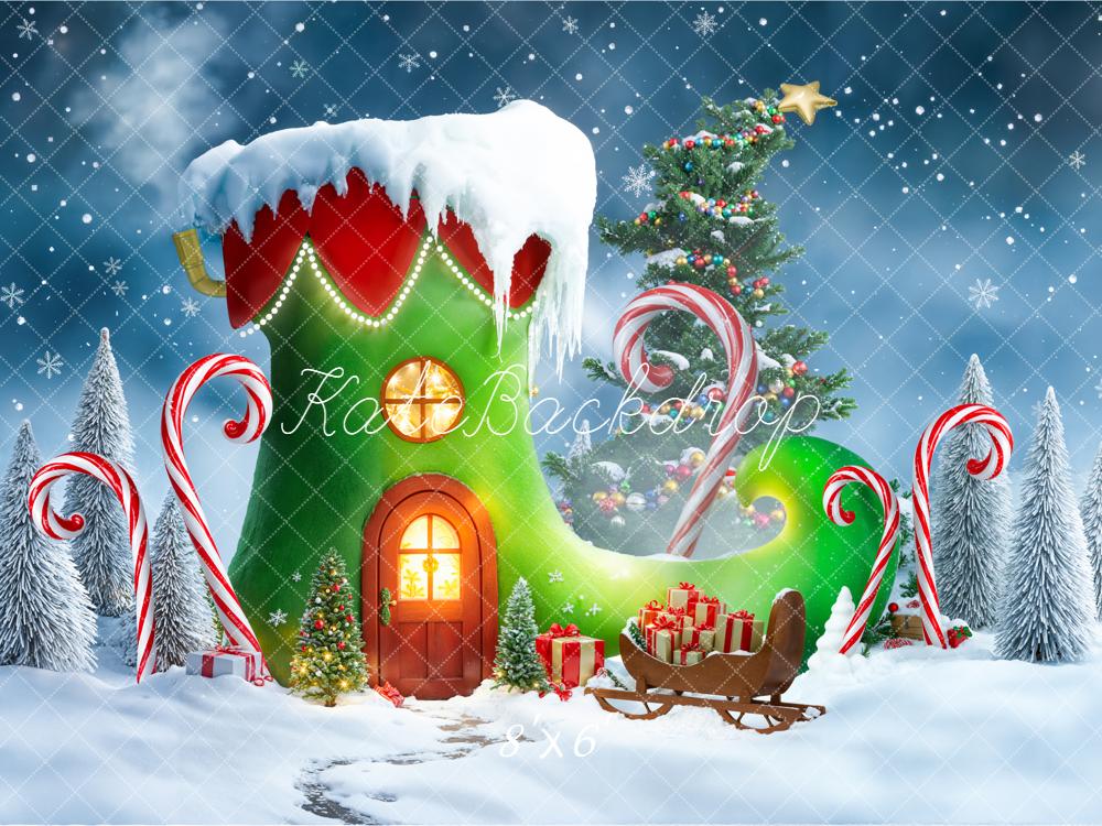 Kate Noël Maison Botte Neige Bonbon Toile de fond conçue par Emetselch - Kate Backdrop FR