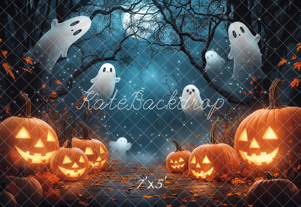 Kate Halloween Citrouilles Fantômes Forêt Toile de fond conçue par Emetselch - Kate Backdrop FR