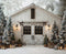 Kate Hiver Maison Blanche Sapins Neige Toile de fond en Laine conçue par Emetselch
