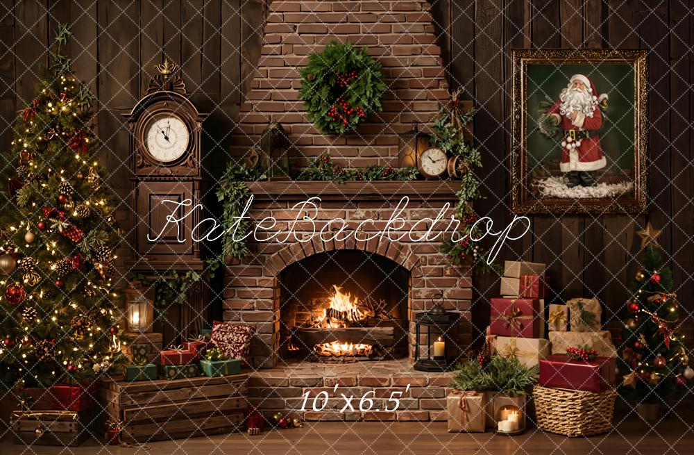 Kate Noël Cheminée Briques Cadeaux Toile de fond en Laine conçue par Emetselch - Kate Backdrop FR