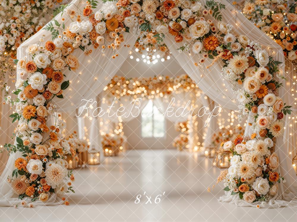 Kate Mariage Arc Fleurs Lumières Toile de fond conçue par Emetselch