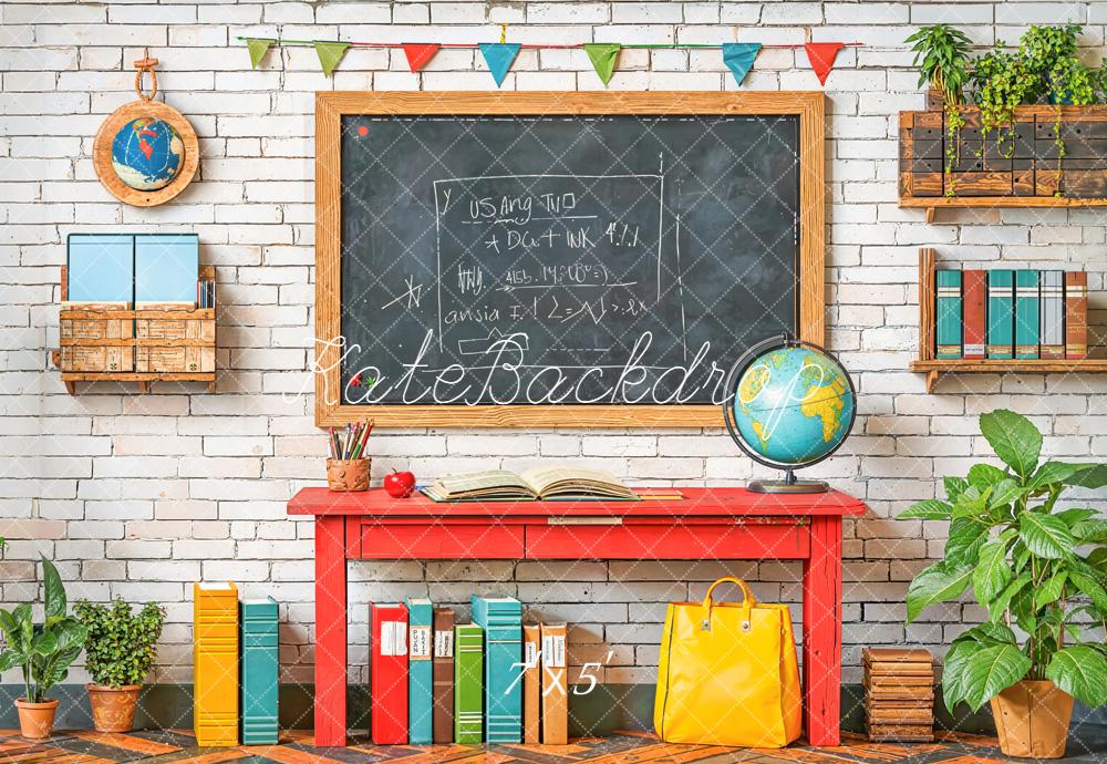 Kate Scolaire Tableau Noir Globe Livres Toile de fond conçue par Emetselch - Kate Backdrop FR
