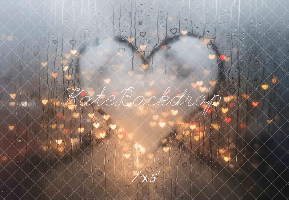 Kate Bokeh Cœurs Vitre Pluie Toile de fond conçue par Mini MakeBelieve