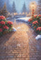 Kate Hiver Chemin Brique Poinsettia Toile de fond conçue par Emetselch - Kate Backdrop FR