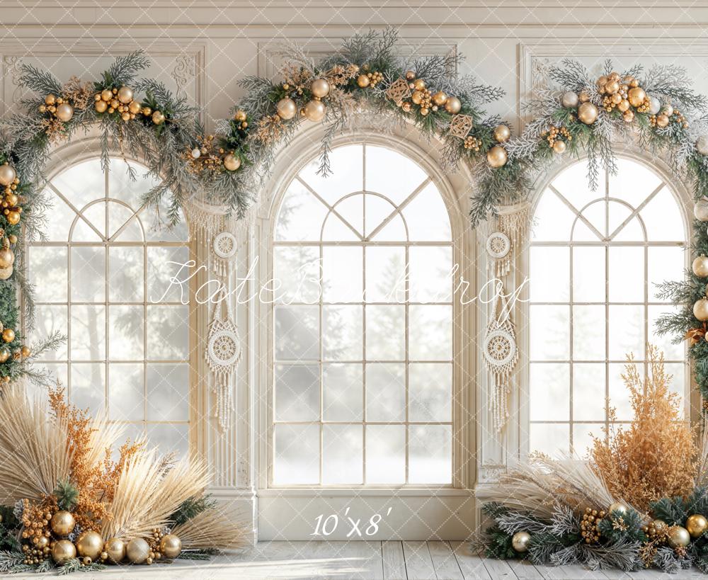 Kate Hiver Noël Bohème Fenêtres Toile de fond en Laine conçue par Emetselch - Kate Backdrop FR