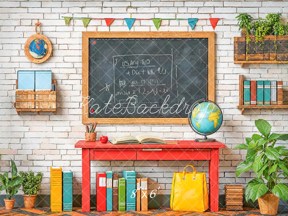 Kate Scolaire Tableau Noir Globe Livres Toile de fond conçue par Emetselch - Kate Backdrop FR