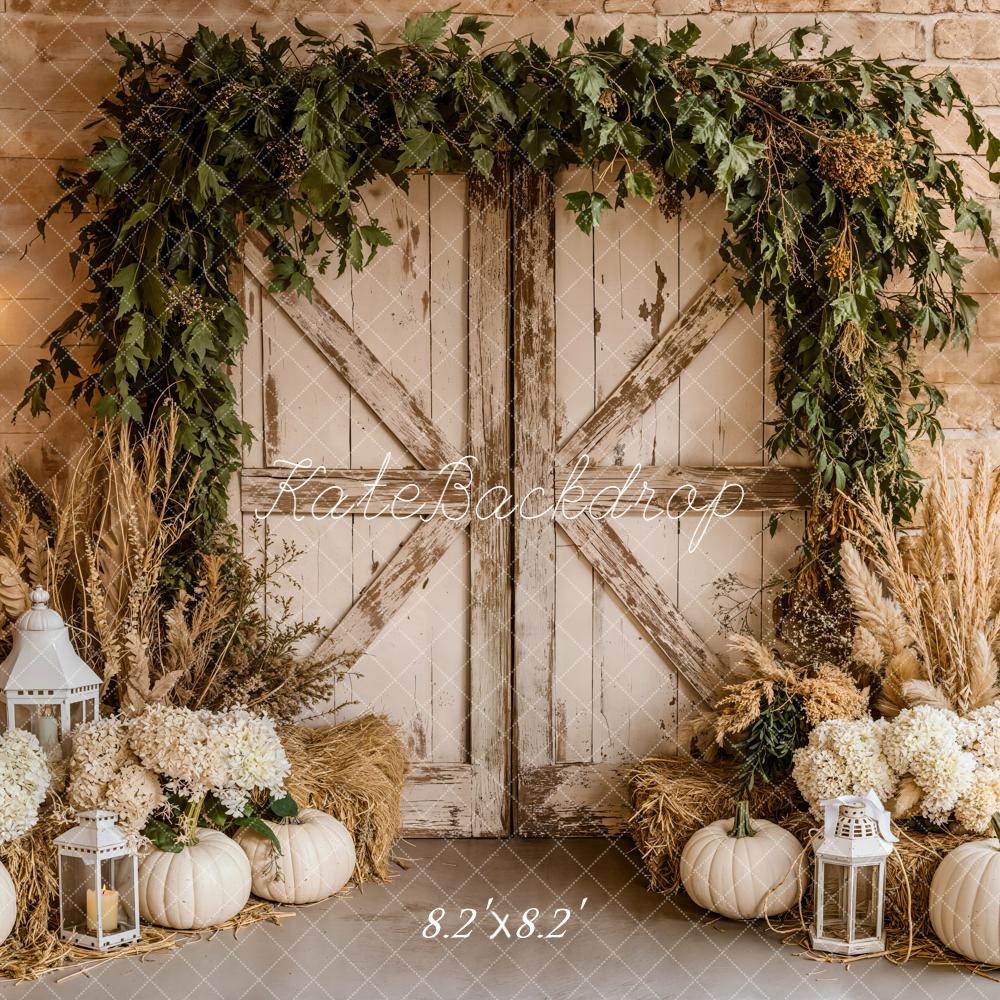 Kate Automne Citrouilles Porte Briques Toile de fond conçue par Emetselch