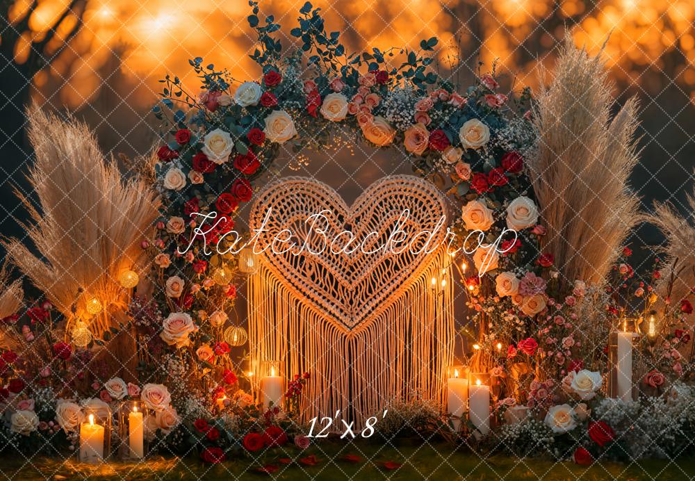 Kate Saint Valentin Arche Fleurs Macramé Toile de fond en Laine conçue par Emetselch