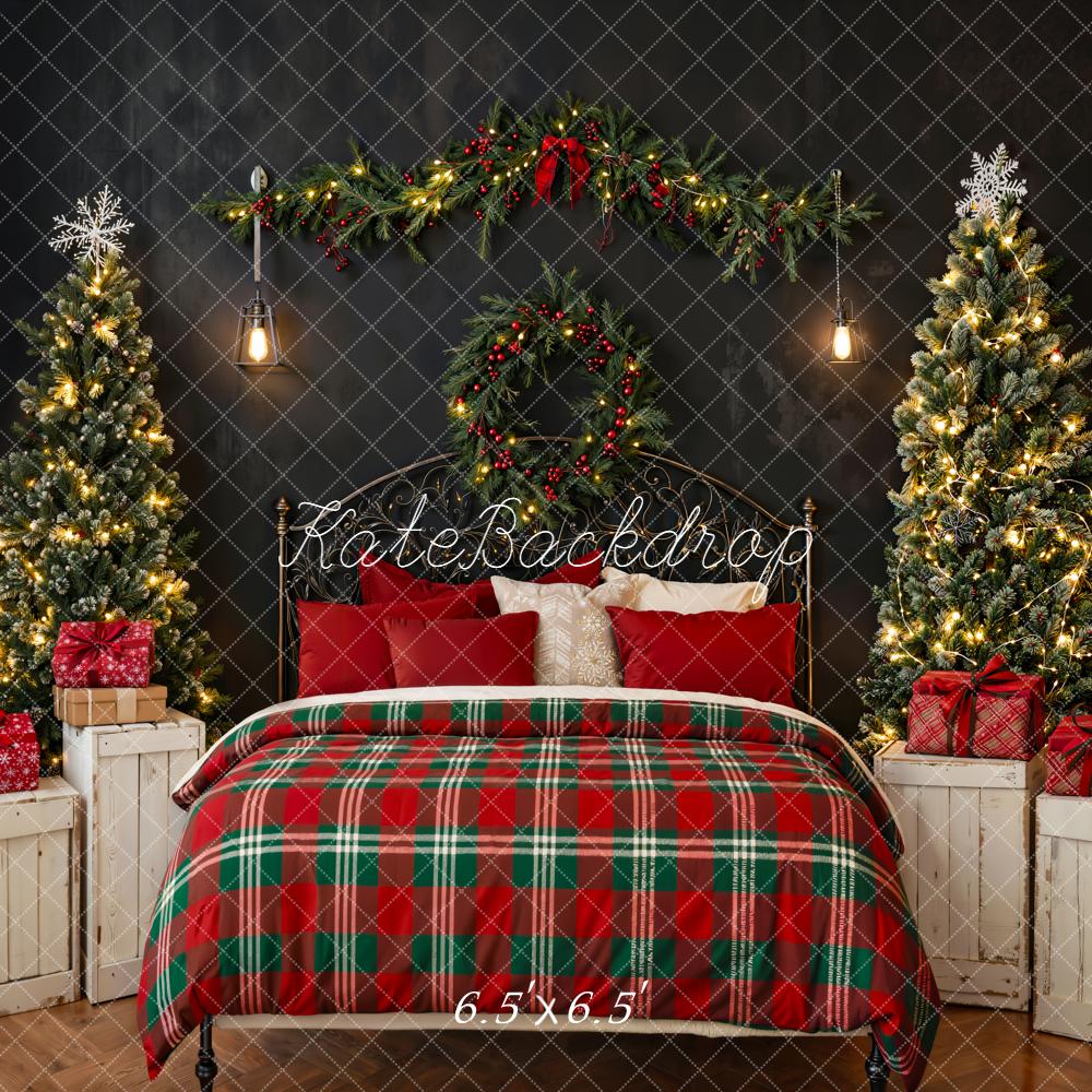Kate Noël Tête de lit Sapins Cadeaux Toile de fond conçue par Emetselch